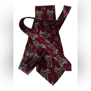 Circle S Neckwear by Sidran marron saddle & horseshoe   100% Silk Tie
